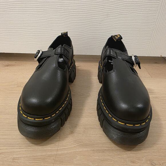 Dr. Martens Black Leather Audrick T-Bar Platform Mary Jane Loafers Size 10 - Picture 5 of 12